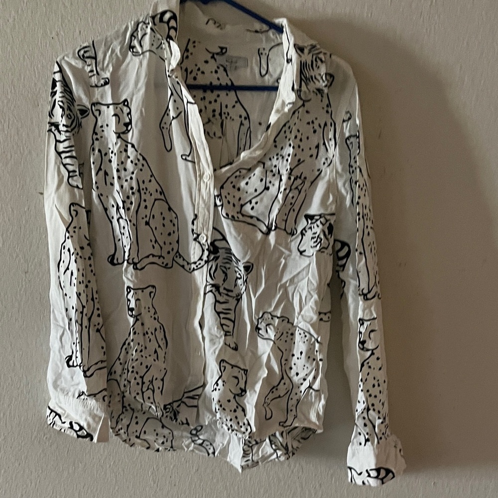 Rails Women's White Animal Print Button Down Shirt